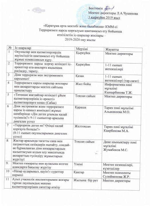 Терроризм жоспары