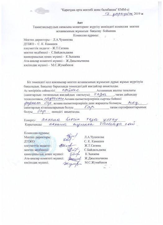 Тамақтандыру сапасына мониторинг